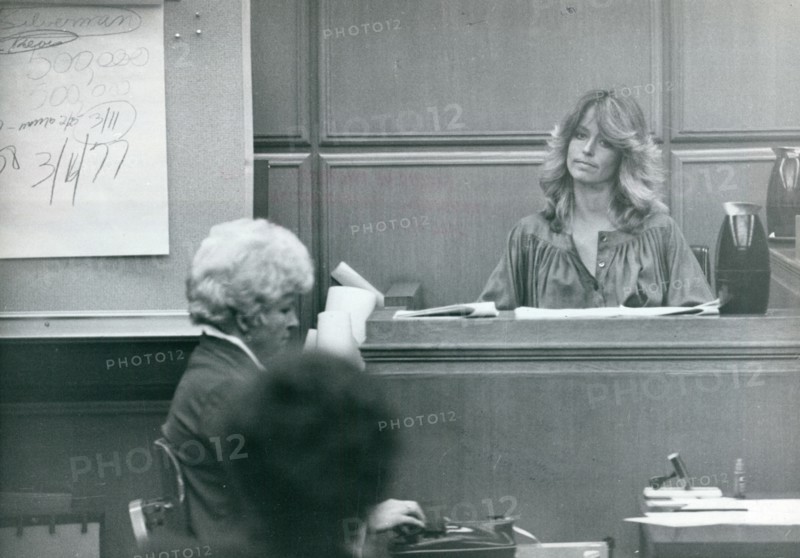 Farah Fawcett testifying in court