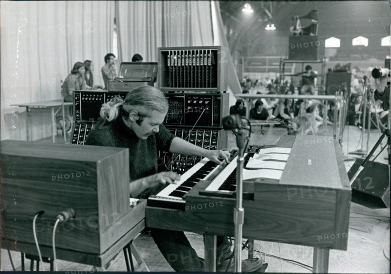 Musician using the Moog Synthesized in concert