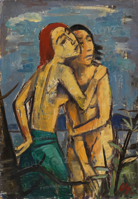 Karl Christian Ludwig Hofer, also Carl Hofer (born October 11, 1878, died April 3, 1955), German painter of Expressionism and Expressive Realism. Here is his work Freundinnen, Girlfriends (1920), painting, reproduction of the painting, original condition, artwork, historical.