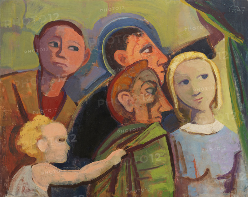 Karl Christian Ludwig Hofer, also Carl Hofer (born October 11, 1878, died April 3, 1955), German painter of Expressionism and Expressive Realism. Shown here is his work Curious People (1947), a painting, reproduction of the painting, original condition, artwork, historical.