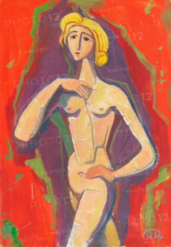 Karl Christian Ludwig Hofer, also Carl Hofer (born October 11, 1878, died April 3, 1955), German painter of Expressionism and Expressive Realism. Shown here is his work Standing Female Nude (1954), a painting, reproduction of the painting, in its original condition, a work of art, historical.