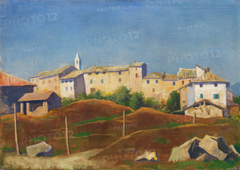 Karl Christian Ludwig Hofer, also Carl Hofer (born October 11, 1878, died April 3, 1955), German painter of Expressionism and Expressive Realism. Shown here is his work Ticino Landscape near Breganzona (1936), a reproduction of the painting in its original condition, a work of art, and a historical artifact.