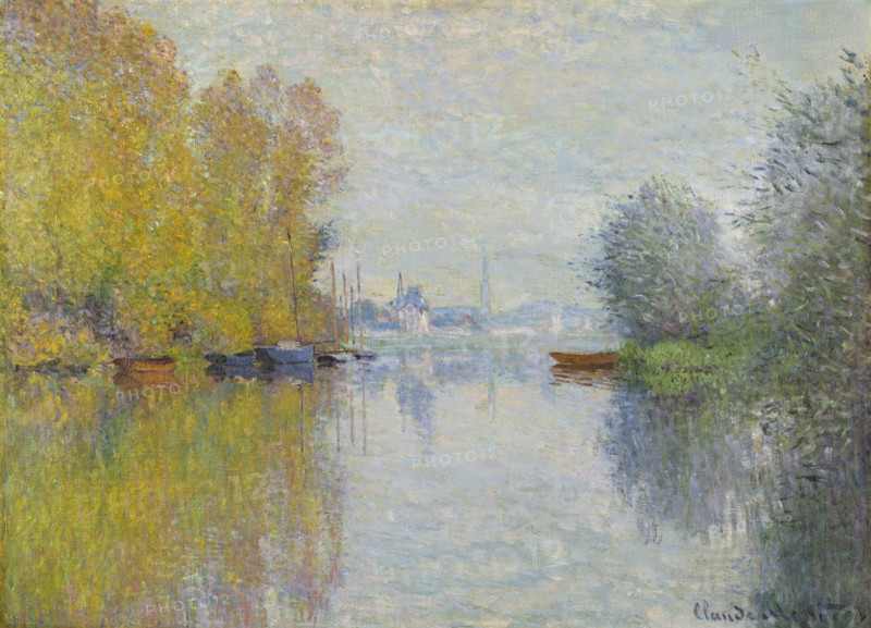 Claude Monet (born Oscar-Claude Monet on November 14, 1840, in Paris; died December 5, 1926) was a significant French painter, a member of the Impressionist movement. Shown here is his work, Autumn on the Seine, Argenteuil (1873).