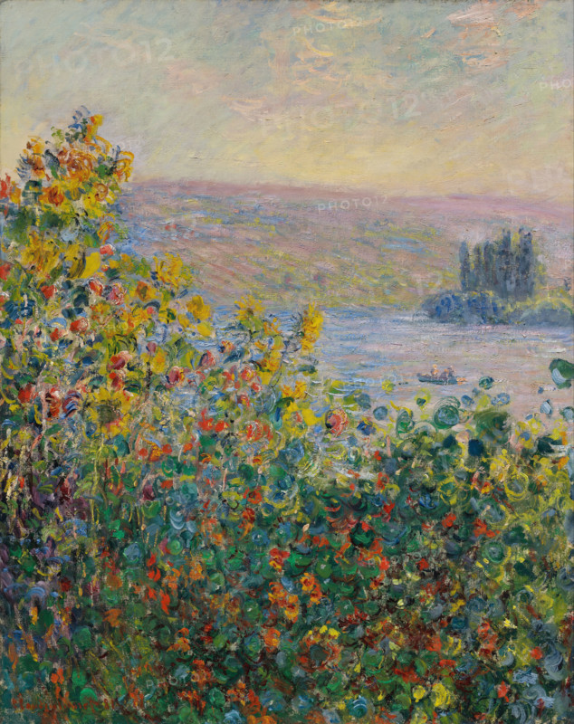 Claude Monet (born November 14, 1840, in Paris as Oscar-Claude Monet, died December 5, 1926), a significant French painter, is associated with the Impressionist movement. Shown here is his work, Flower Beds at VEtheuil (1881).