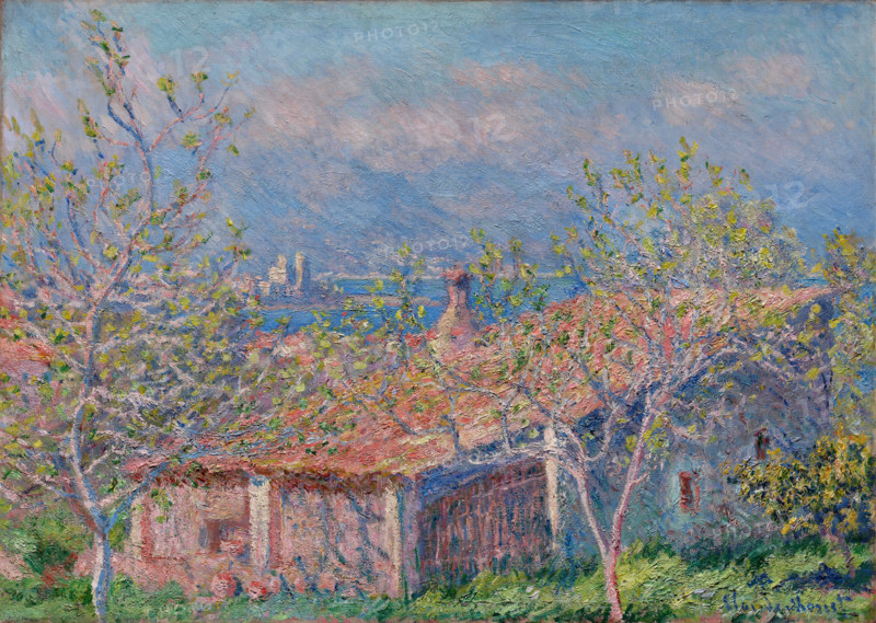 Claude Monet (born Oscar-Claude Monet on November 14, 1840, in Paris; died December 5, 1926) was a significant French painter, a member of the Impressionist movement. Shown here is his work, Gardeners House at Antibes (1888).