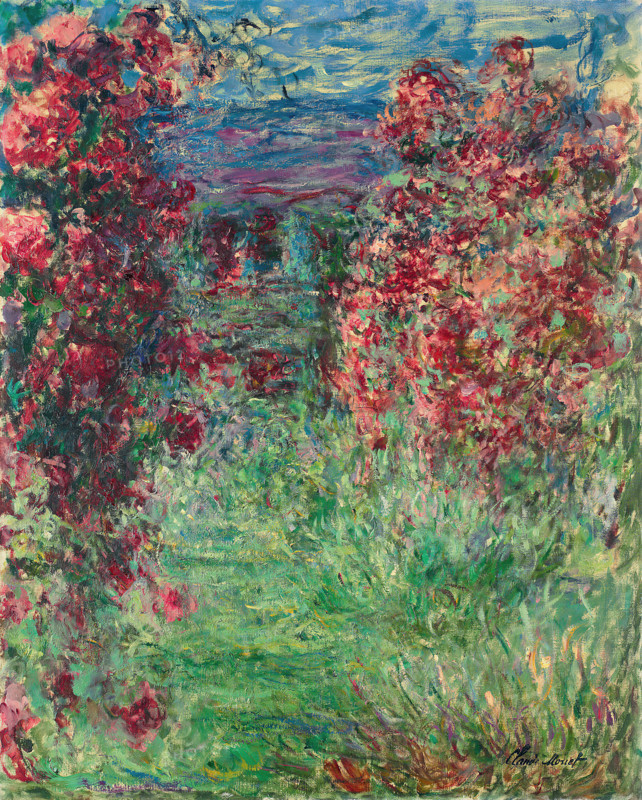 Claude Monet (born Oscar-Claude Monet on November 14, 1840, in Paris; died December 5, 1926) was a significant French painter, a member of the Impressionist movement. Shown here is his work, The House Among the Roses (1925).