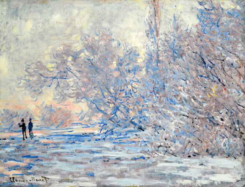 Claude Monet (born November 14, 1840, in Paris as Oscar-Claude Monet, died December 5, 1926), a significant French painter, is associated with the Impressionist movement. Shown here is his work, Frost at Giverny (1885).