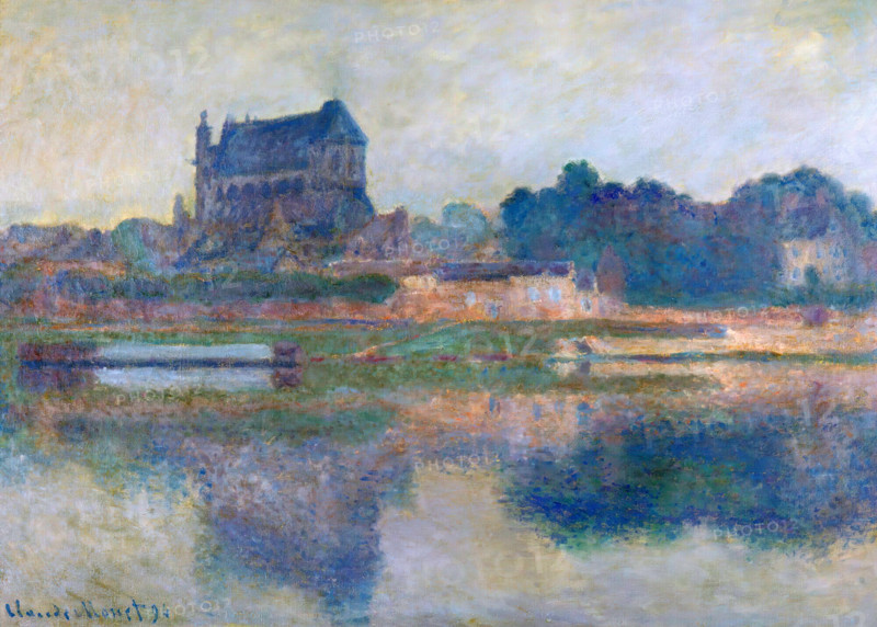 Claude Monet (born November 14, 1840, in Paris as Oscar-Claude Monet, died December 5, 1926), a significant French painter, is associated with the Impressionist movement. Shown here is his work, The Church of Vernon, Gray Weather (1894).