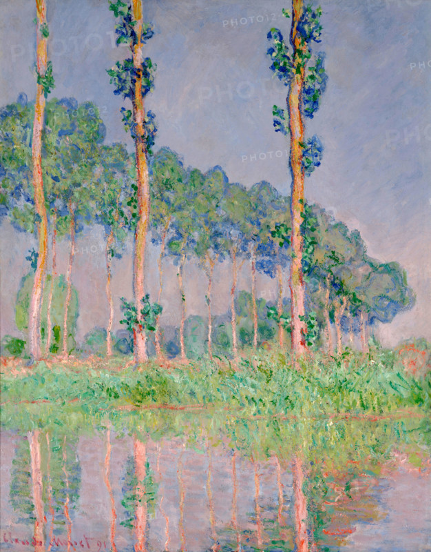 Claude Monet (born Oscar-Claude Monet on November 14, 1840, in Paris; died December 5, 1926) was a significant French painter, a member of the Impressionist movement. Shown here is his work, Poplars, Pink Effect (1891).