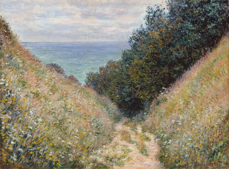 Claude Monet (born November 14, 1840, in Paris as Oscar-Claude Monet, died December 5, 1926), a significant French painter, is associated with the Impressionist movement. Shown here is his work, Road at La CavEe, Pourville (1882).