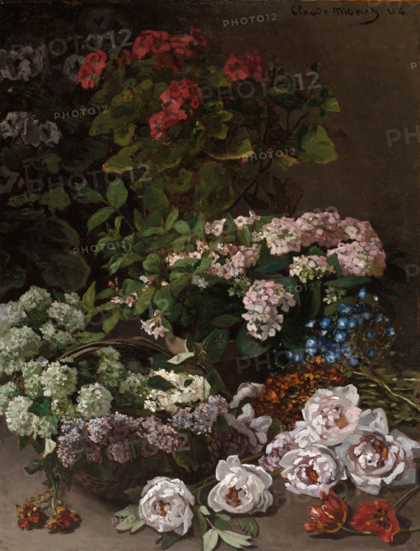 Claude Monet (born Oscar-Claude Monet on November 14, 1840, in Paris; died December 5, 1926) was a significant French painter, a member of the Impressionist movement. Shown here is his work, Spring Flowers (1864).