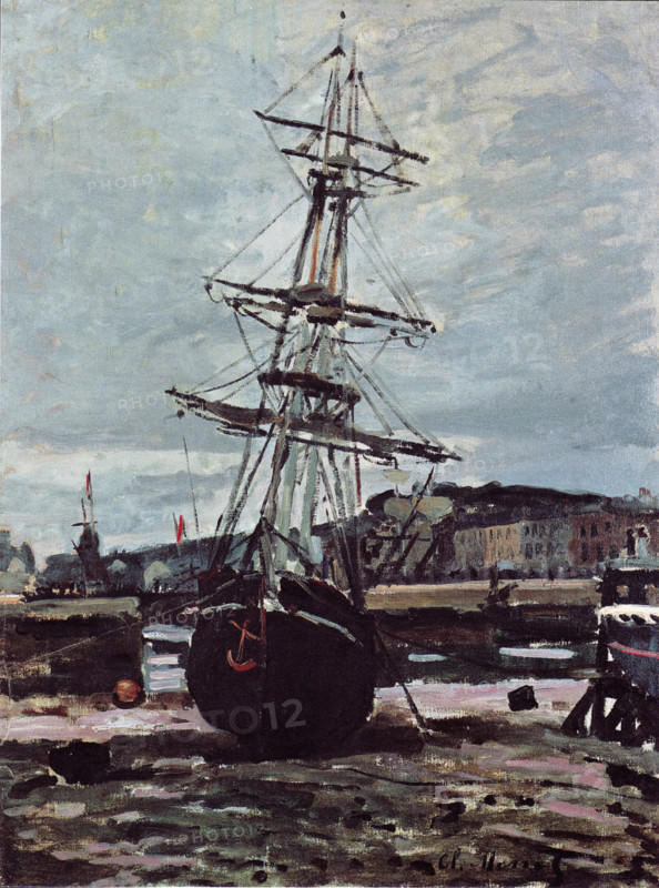 Claude Monet (born November 14, 1840, in Paris as Oscar-Claude Monet, died December 5, 1926), a significant French painter, is associated with the Impressionist movement. Shown here is his work, Stranded Boat in FEcamp (1868).