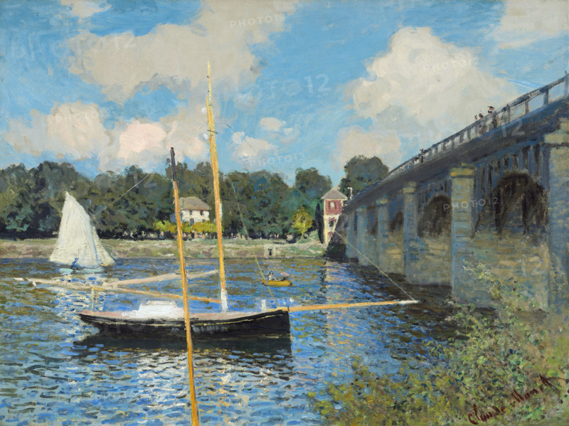 Claude Monet (born Oscar-Claude Monet on November 14, 1840, in Paris; died December 5, 1926) was a significant French painter, a member of the Impressionist movement. Shown here is his work, The Bridge at Argenteuil (1874).