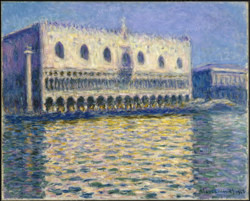 Claude Monet (born Oscar-Claude Monet on November 14, 1840, in Paris; died December 5, 1926) was a significant French painter, a member of the Impressionist movement. Shown here is his work, The Doges Palace (Le Palais ducal), in Venice.