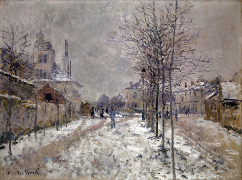 Claude Monet (born Oscar-Claude Monet on November 14, 1840, in Paris; died December 5, 1926) was a significant French painter, a member of the Impressionist movement. Shown here is his work, *The Snow-Covered Boulevard de Pontoise in Argenteuil* (1875).