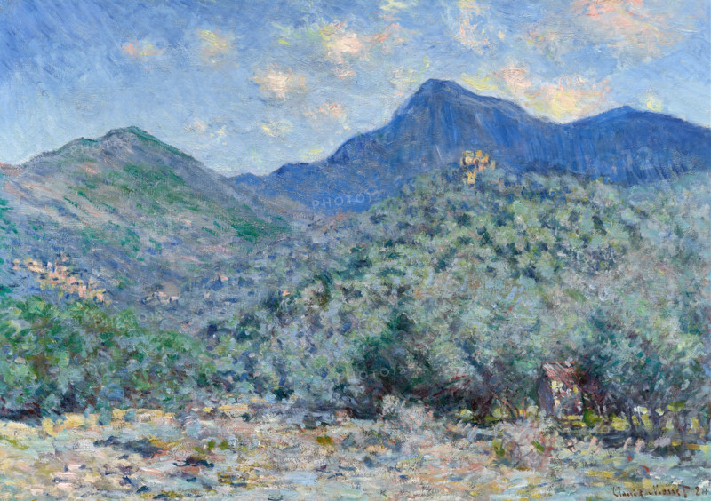 Claude Monet (born November 14, 1840, in Paris as Oscar-Claude Monet, died December 5, 1926), a significant French painter, is associated with the Impressionist movement. Shown here is his work, Valle Buona, Near Bordighera (1884).