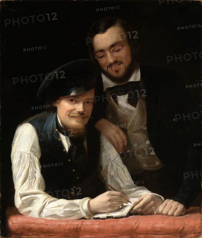 Franz Xaver Winterhalter (April 20, 1805 – July 8, 1873), a German painter, was among the most sought-after and famous portrait painters. Here is his work: Self-Portrait of the Artist with Brother (1840), painting, reproduction of the painting, artwork, historical.
