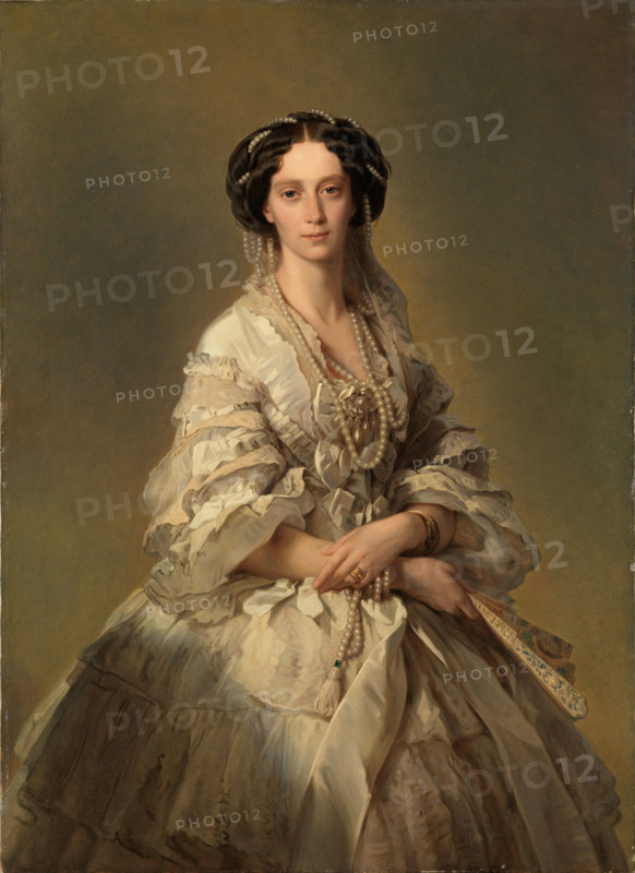 Franz Xaver Winterhalter (April 20, 1805 – July 8, 1873), a German painter, was among the most sought-after and famous portrait painters. His work is shown here: Tsarina Marie Alexandrovna of Russia (1862), a painting, a reproduction of the painting, a work of art, historical.