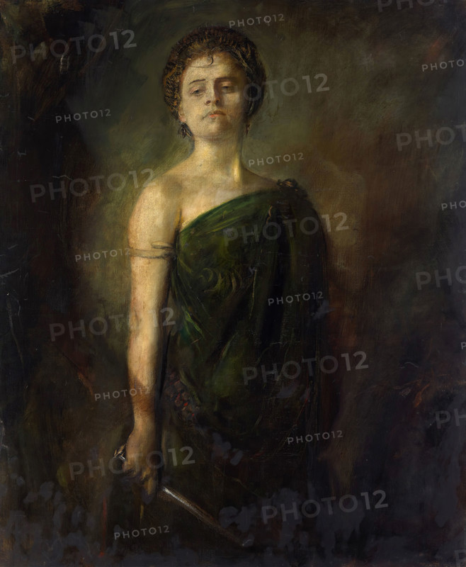 Painting, reproduction of the painting, artwork, historical, Franz Seraph Lenbach, since 1882 Ritter von Lenbach (born December 13, 1836 in Schrobenhausen, died May 6, 1904 in Munich), German painter, Munich painter prince, here his work:, Miss Bartenstein (1890s).