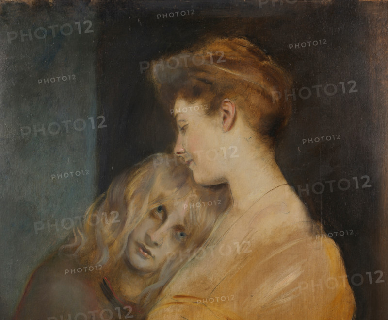 Painting, reproduction of the painting, artwork, historical, Franz Seraph Lenbach, since 1882 Ritter von Lenbach (born December 13, 1836 in Schrobenhausen, died May 6, 1904 in Munich), German painter, Munich painter prince, here his work: Lady Bateman with Marion (1900).