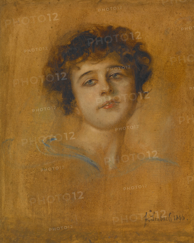 Painting, reproduction of the painting, artwork, historical, Franz Seraph Lenbach, since 1882 Ritter von Lenbach (born December 13, 1836 in Schrobenhausen, died May 6, 1904 in Munich), German painter, Munich painter prince, here his work: Portrait of a Young Woman (1876), portrait of a young woman.