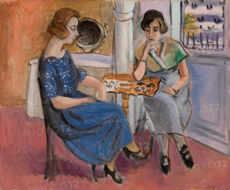 Henri Matisse, Henri Emile Benoit Matisse (born December 31, 1869, died November 3, 1954 in Cimiez), French painter, graphic artist, draftsman, Classical Modernist. Here is his work: Domino Players (1921), Domino Players, painting, reproduction of the painting, artwork, historical.