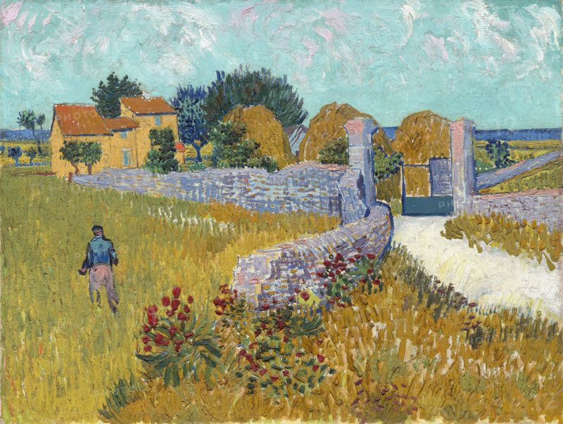 Farmhouse in Provence (1888), a painting by Vincent Willem van Gogh (born March 30, 1853, in Groot-Zundert; died July 29, 1890, in Auvers-sur-Oise), Dutch painter and draftsman, one of the founders of modern painting. Illustration, reproduction of a painting. Authentic, exact date of the original unknown. Historical.