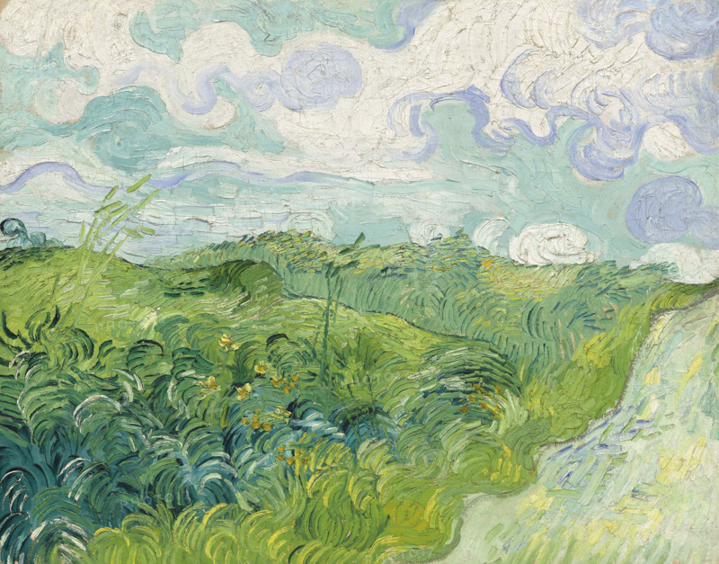 Green Wheat Fields, Auvers (1890), Green Wheat Fields, painting by Vincent Willem van Gogh (born March 30, 1853 in Groot-Zundert, died July 29, 1890 in Auvers-sur-Oise), Dutch painter and draftsman, one of the founders of modern painting, illustration, reproduction of a painting. Authentic, exact date of the original unknown, historical.