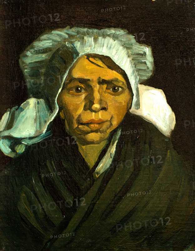 Head of a Peasant Woman (1884), painting by Vincent Willem van Gogh (born March 30, 1853 in Groot-Zundert, died July 29, 1890 in Auvers-sur-Oise), Dutch painter and draftsman, one of the founders of modern painting. Illustration, reproduction of a painting. Authentic, exact date of the original unknown, historical.