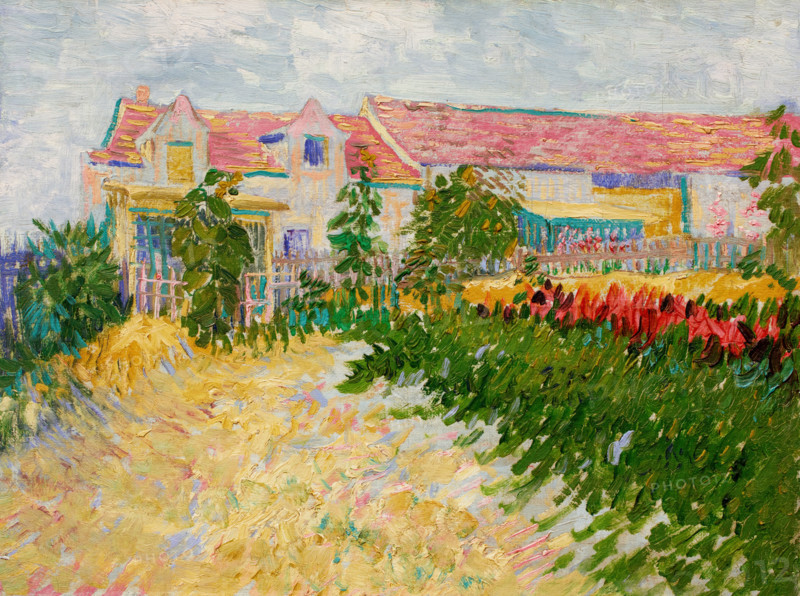 Garden in front of the Debray Farmhouse (1887), painting by Vincent Willem van Gogh (born March 30, 1853 in Groot-Zundert, died July 29, 1890 in Auvers-sur-Oise), Dutch painter and draftsman, one of the founders of modern painting. Illustration, reproduction of a painting. Authentic, exact date of the original unknown, historical.