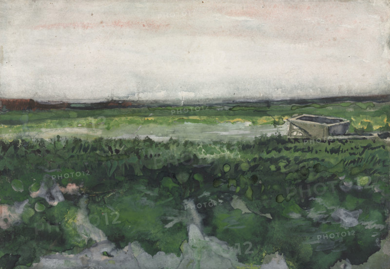 Landscape with Wheelbarrow (1883), painting by Vincent Willem van Gogh (born March 30, 1853 in Groot-Zundert, died July 29, 1890 in Auvers-sur-Oise), Dutch painter and draftsman, one of the founders of modern painting. Illustration, reproduction of a painting. Authentic, exact date of the original unknown, historical.