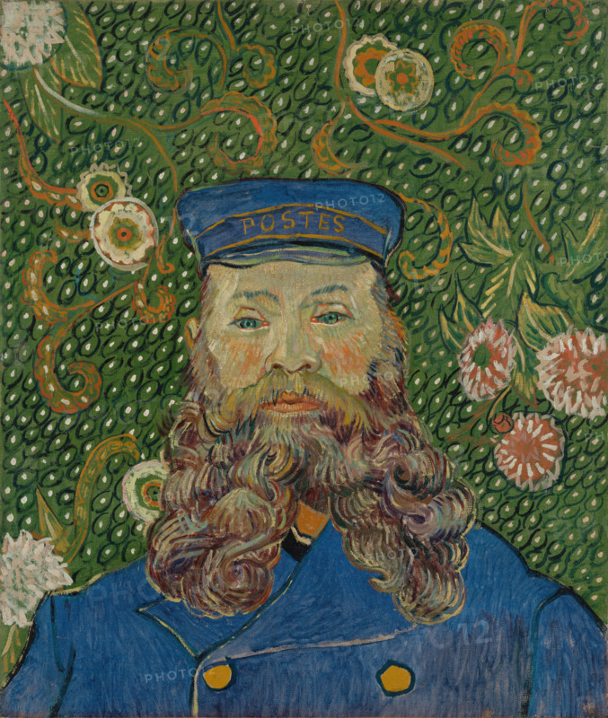 Portrait of Joseph Roulin (1889), a painting by Vincent Willem van Gogh (born March 30, 1853, in Groot-Zundert; died July 29, 1890, in Auvers-sur-Oise), Dutch painter and draftsman, one of the founders of modern painting. Illustration, reproduction of a painting. Authentic, exact date of the original unknown. Historical.