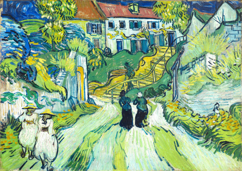 Stairway at Auvers (1890), painting by Vincent Willem van Gogh (born March 30, 1853 in Groot-Zundert, died July 29, 1890 in Auvers-sur-Oise), Dutch painter and draftsman, one of the founders of modern painting. Illustration, reproduction of a painting. Authentic, exact date of the original unknown, historical.