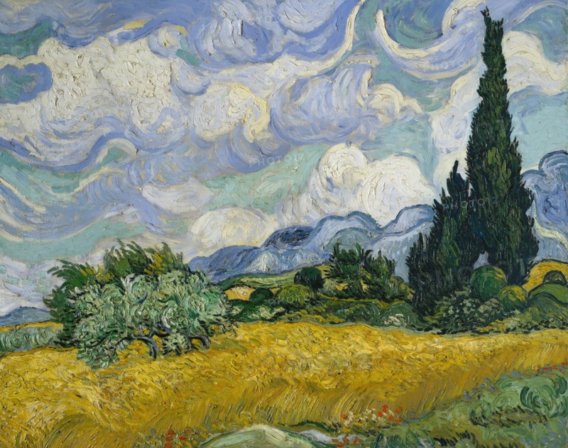 Wheat Field with Cypresses (1889)