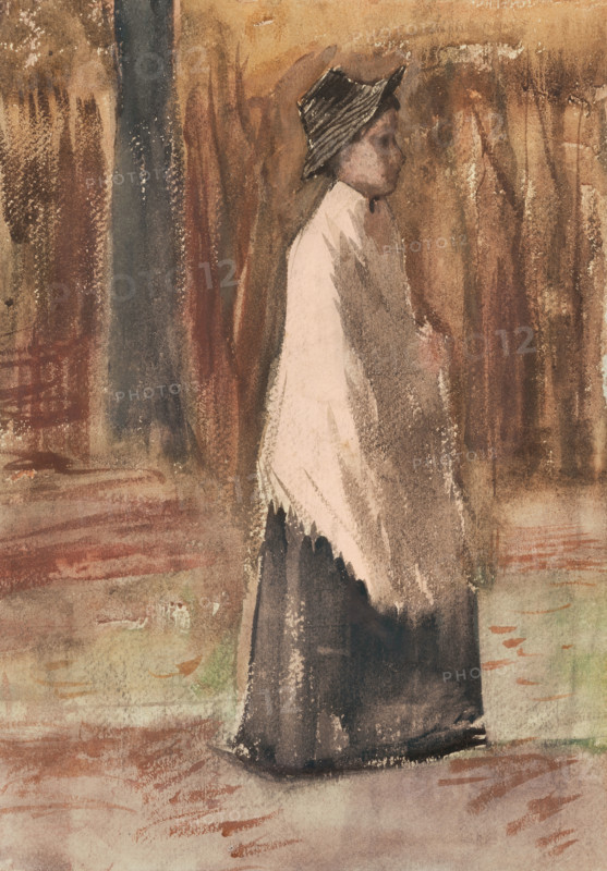 Woman in a Wood (1882), painting by Vincent Willem van Gogh (born March 30, 1853 in Groot-Zundert, died July 29, 1890 in Auvers-sur-Oise), Dutch painter and draftsman, one of the founders of modern painting. Illustration, reproduction of a painting. Authentic, exact date of the original unknown, historical.