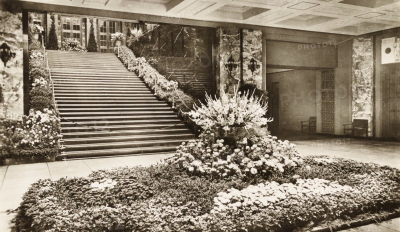 Germany, Baden-Baden, the foyer full of flower at Kurhaus, 1945 circa