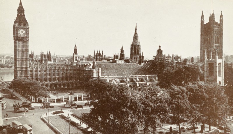 United Kingdom, Parliament Square and House of Parliament, London 1956 circa