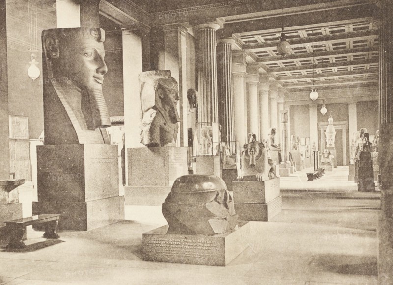 United Kingdom, Egyptian Gallery at The British Museum, London 1880 circa