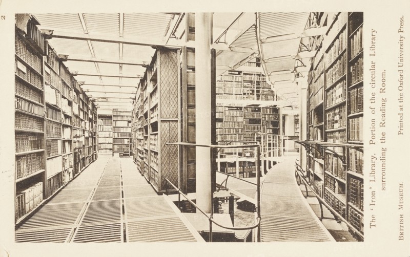 United Kingdom, The 'Iron' Library, Portion of the circular Library surrounding the Reading Room at the The British Museum, by architect Sydney Smirke, London 1890 circa