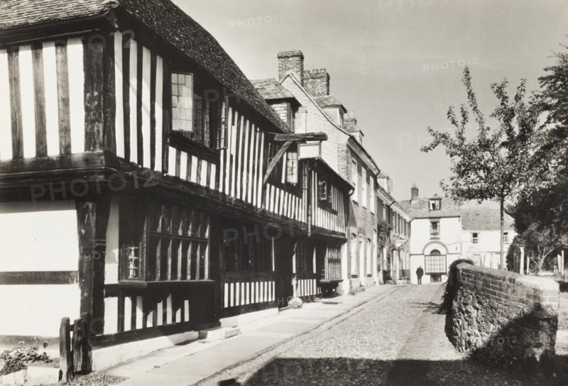 United Kingdom, Sussex, Watchbell Street in Rye, with the  Saint Anthony half-timbered house, 1960 circa