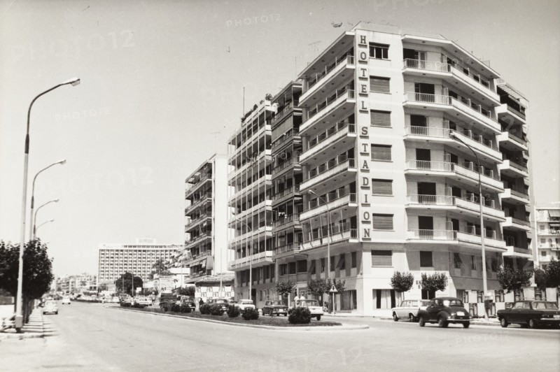 Thessaloniki Greece, View of the Hotel Stadion in Egnatia Street, 1960 circa
