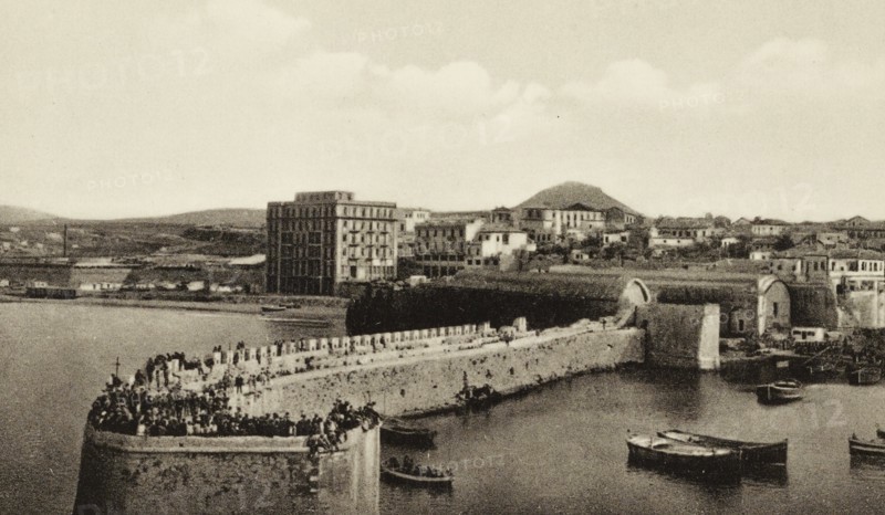 Greece, Harbour of Heraklion Crete, Port de Candie, 1910 circa
