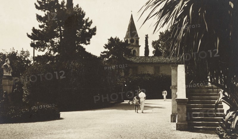 Italy, Garden, Cavour Castle in Santena, Piedmont Region, 1940 circa