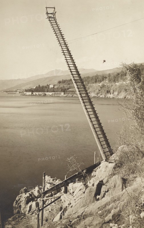 Jugoslavia, Croatia, historic diving board, Abbazia, Opatija, 1920 circa