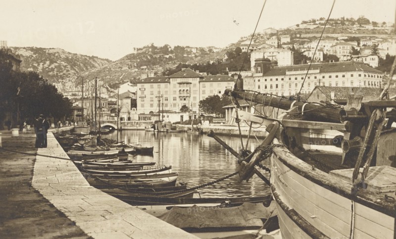 Croatia, The historic port canal of the city of Fiume, 1900 circa