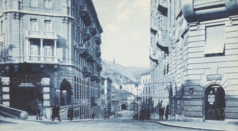 Croatia, Fiume City, Giov. Bovio Street and Princess Maria Savoia Nursery School, 1925 circa