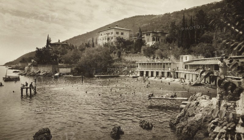 Croatia, Laurana, Lovren, Splendore Pension and Bagno Tritone beach resort, 1920 circa
