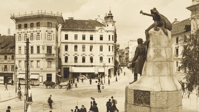 Slovenia, Lubiana Preseren square, 1917 circa