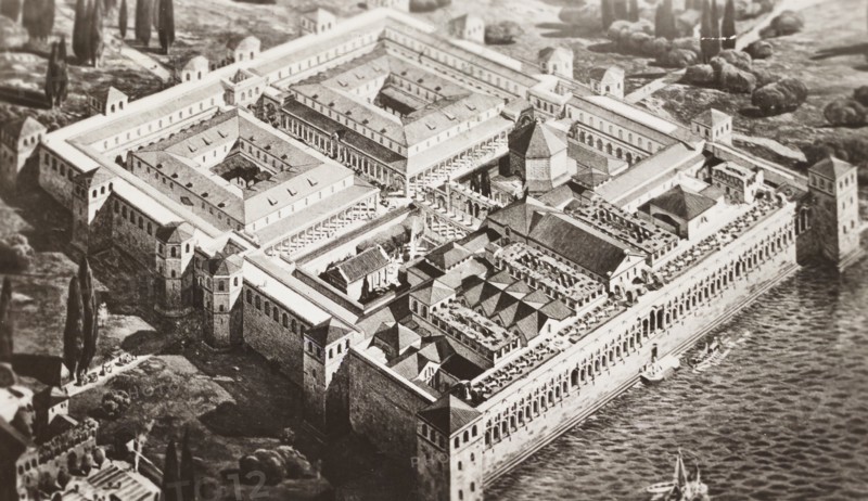 Croatia, Split, reconstruction of the Palace of the Roman Emperor Diocletian in its original appearance upon completion in 305 AD Ernest Hebrard 1875–1933, French architect, 1930 circa