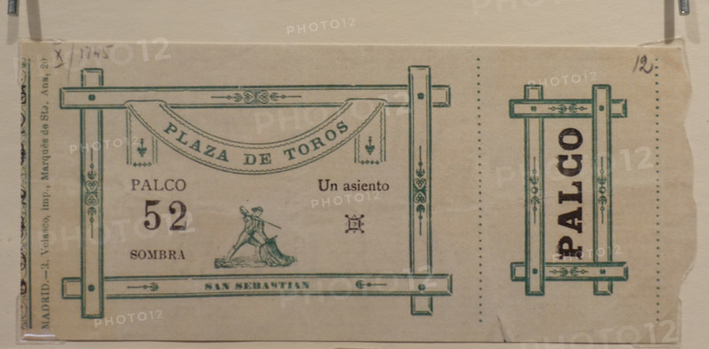 Ticket for bullfights in San Sebastian